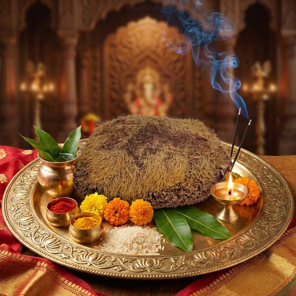 Abhimantrit  Ekakshi Narial For Puja (एकाक्षी नारियल)